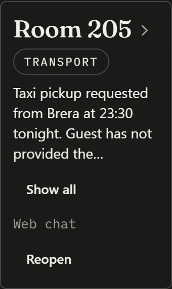 The same request in Done, with a Reopen button.
