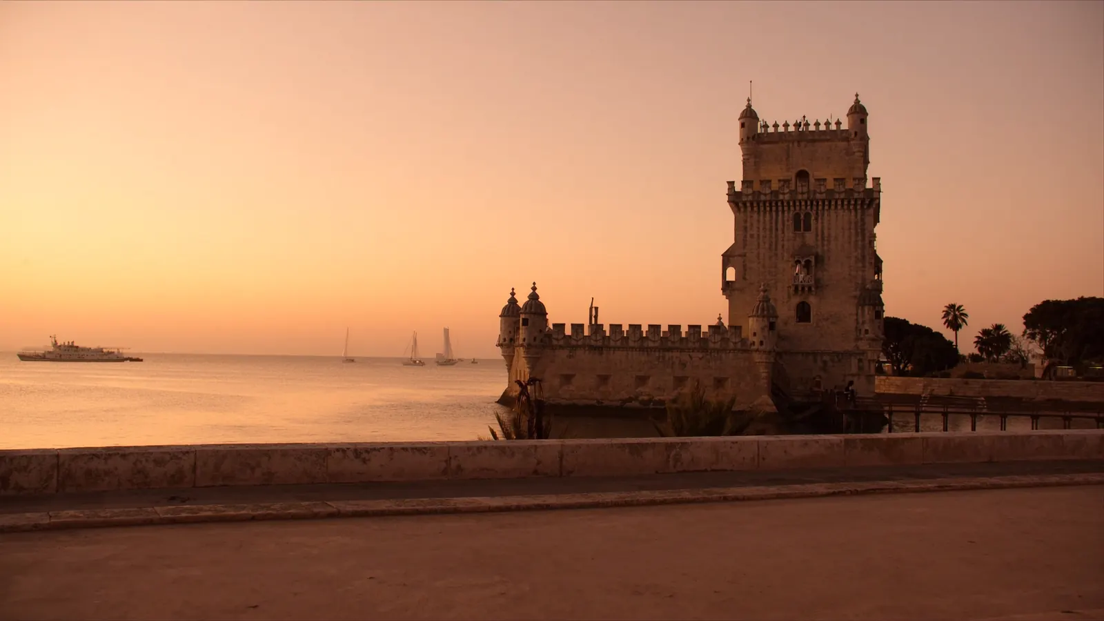 The Belém Tower on the Tagus at sunset