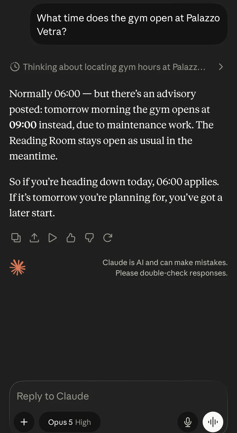 A hotel, answering inside Claude. — 1