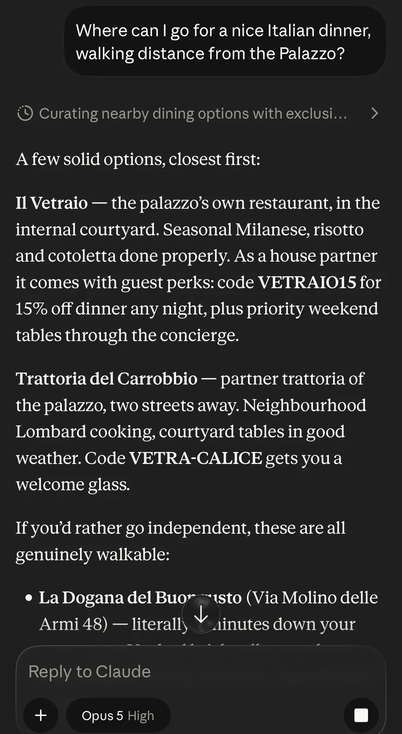 A hotel, answering inside Claude. — 2